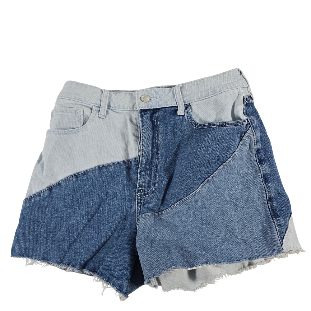 Hollister Ultra High-Rise Mom Shorts 3 Patchwork Denim Multi Wash Blue Size 9 29